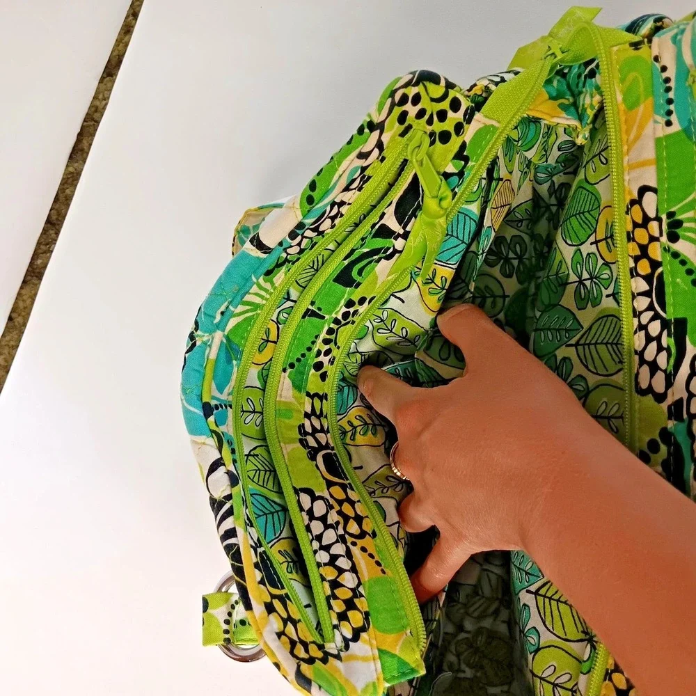 Vera Bradley Frame Bag Satchel Lime's Up Retired Floral Quilted Green Blue